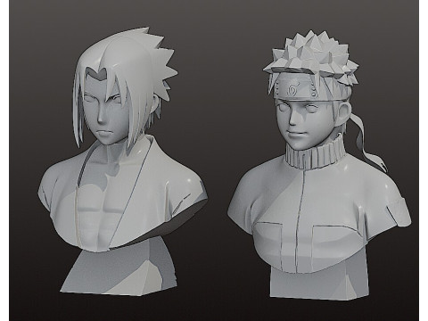 Naruto and Sasuke bust - Pre-Supported STL Modello di stampa 3D