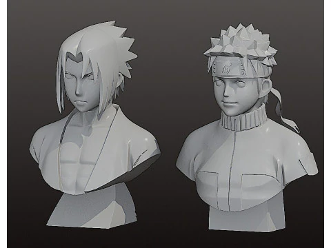 Naruto and Sasuke bust - Pre-Supported STL 3D Print Model