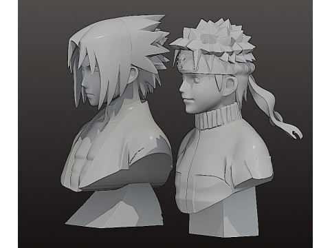 Naruto and Sasuke bust - Pre-Supported STL Modello di stampa 3D