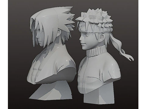 Naruto and Sasuke bust - Pre-Supported STL 3D Print Model