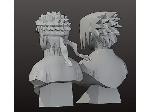 Naruto and Sasuke bust - Pre-Supported STL 3D Print Model