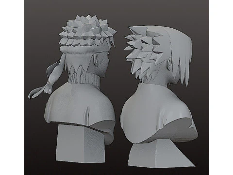 Naruto and Sasuke bust - Pre-Supported STL 3D Print Model