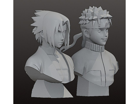 Naruto and Sasuke bust - Pre-Supported STL Modello di stampa 3D