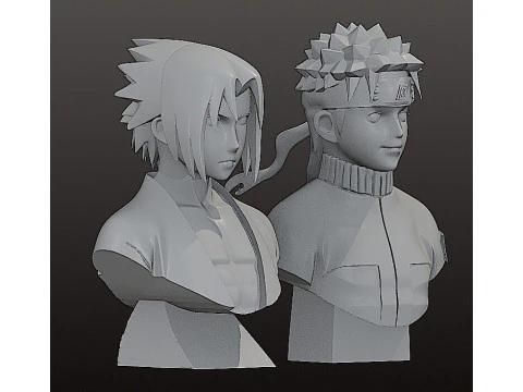 Naruto and Sasuke bust - Pre-Supported STL 3D Print Model