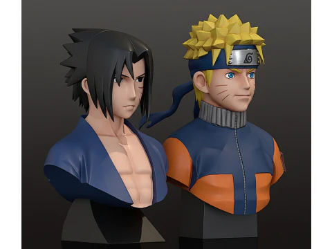 Naruto- und Sasuke-B&uuml;ste &ndash; Vorunterst&uuml;tzte STL 3D Druckmodell