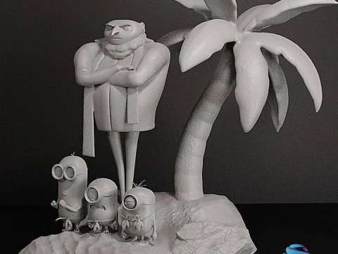 DESPICABLE ME DIORAMA MINIONS CUTTED 3D Print Model