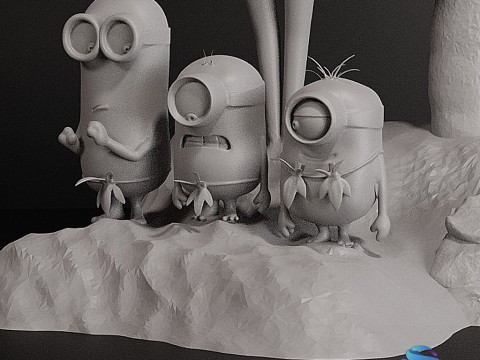 DESPICABLE ME DIORAMA MINIONS CUTTED 3D 프린트 모델