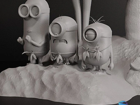 DESPICABLE ME DIORAMA MINIONS CUTTED 3D Print Model