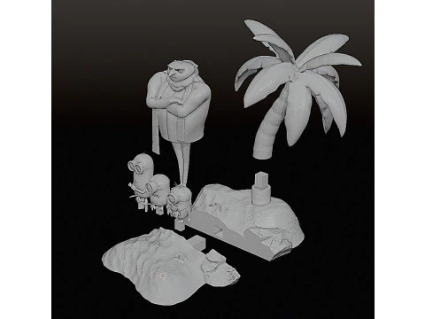 DESPICABLE ME DIORAMA MINIONS CUTTED 3D Print Model