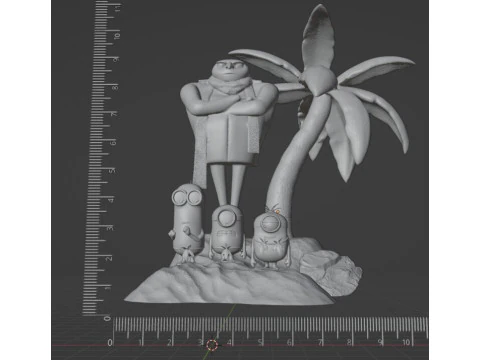 DESPICABLE ME DIORAMA MINIONS CUTTED 3D Print Model