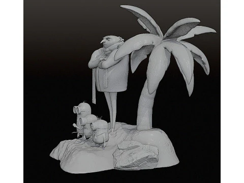 DESPICABLE ME DIORAMA MINIONS CUTTED 3D Print Model
