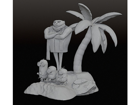 DESPICABLE ME DIORAMA MINIONS CUTTED 3D 프린트 모델