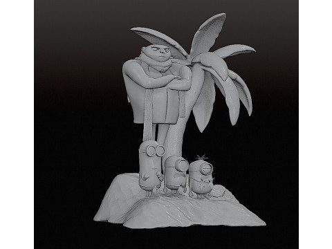 DESPICABLE ME DIORAMA MINIONS CUTTED 3D 프린트 모델