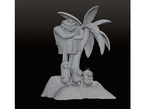 DESPICABLE ME DIORAMA MINIONS CUTTED 3D Print Model