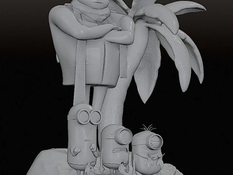 DESPICABLE ME DIORAMA MINIONS CUTTED 3D Print Model
