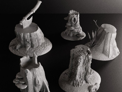 Forest Terrain Pack 1 - Tabletop STL Set Pre-Supported 3Dプリントモデル