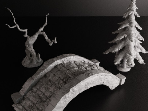 Forest Terrain Pack 1 - Tabletop STL Set Pre-Supported 3Dプリントモデル