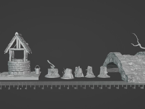Forest Terrain Pack 1 - Tabletop STL Set Pre-Supported 3Dプリントモデル
