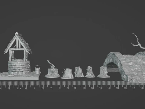 Forest Terrain Pack 1 - Tabletop STL Set Pre-Supported 3D Print Model