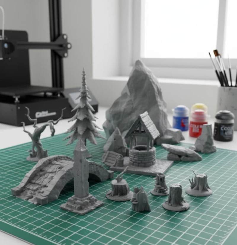 Forest Terrain Pack 1 - Masa Üstü STL Seti Önceden Destekli 3D Baskı Modeli .c4d .max .obj .3ds .fbx .stl .blend 