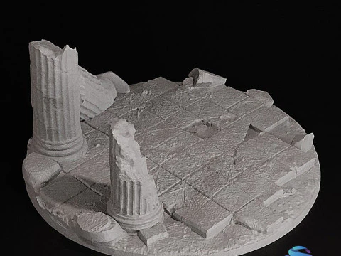 Ancient Ruins Base Set Broken Floor Roman Columns 25-32-40-50mm Pre-supported for SLA 3D Print Model