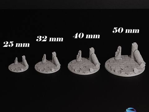 Ancient Ruins Base Set Broken Floor Roman Columns 25-32-40-50mm Pre-supported for SLA Modelo de impresión 3D