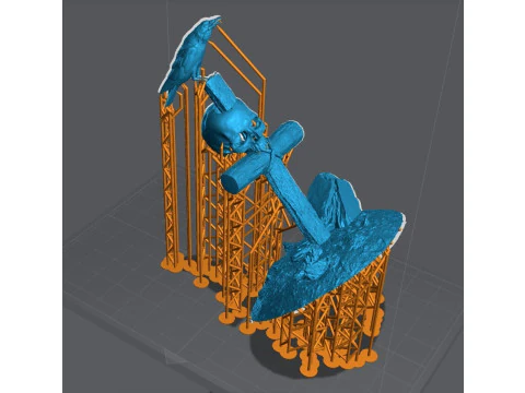 Realistic Gothic Cross Skull Crow STL 3 Sizes Pre-supported 3D Print Model