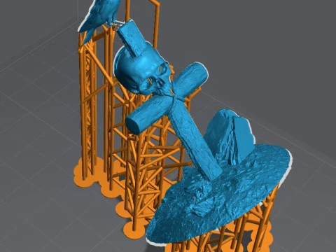 Realistic Gothic Cross Skull Crow STL 3 Sizes Pre-supported 3D Print Model