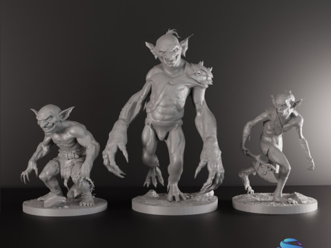Goblin Warriors 3 Highly Detailed Miniatures STL Presupported Chitubox 3D Print Model