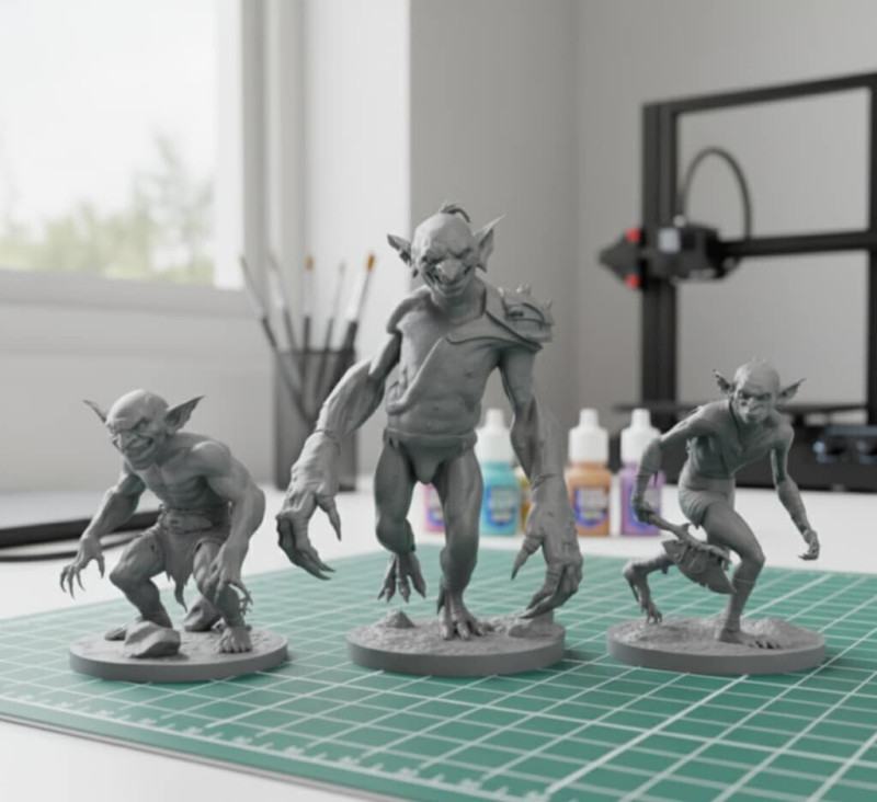 Goblin Warriors 3 Highly Detailed Miniatures STL Presupported Chitubox Model Cetak 3D .c4d .max .obj .3ds .fbx .stl .blend