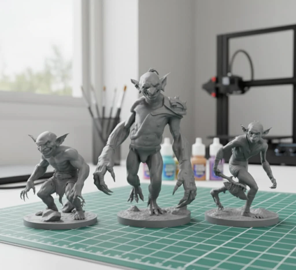 Goblin Warriors 3 Highly Detailed Miniatures STL Presupported Chitubox 3D Print Model .c4d .max .obj .3ds .fbx .stl .blend 