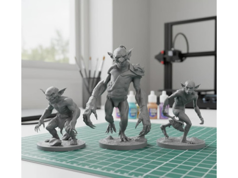 Goblin Warriors 3 Highly Detailed Miniatures STL Presupported Chitubox 3D Print Model