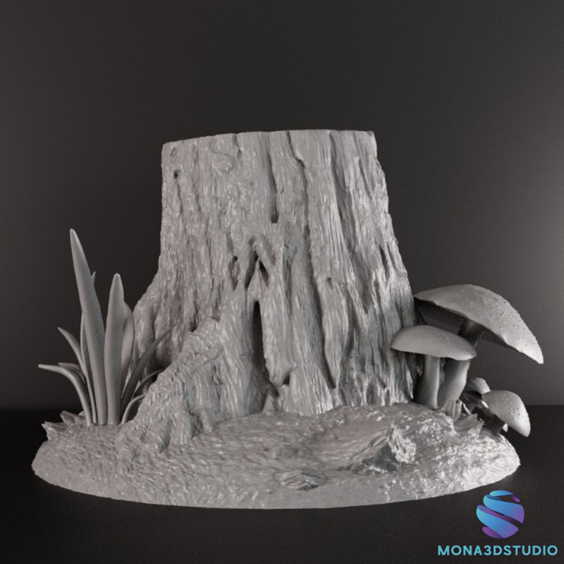 Chopped Tree Terrain Miniature Pre-Supported STL 3D Принт Модель .c4d .max .obj .3ds .fbx .stl .blend