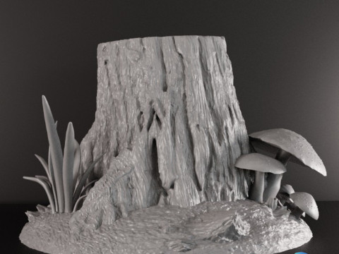 Chopped Tree Terrain Miniature Pre-Supported STL 3D प्रिंट मॉडल