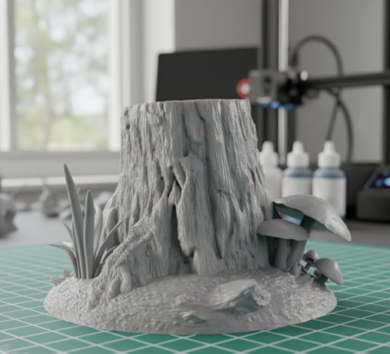 Gehakte boomterrein miniatuur, vooraf ondersteunde STL 3D printmodel .c4d .max .obj .3ds .fbx .stl .blend 
