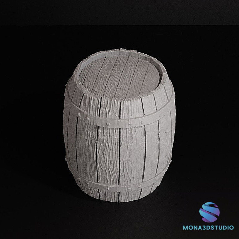 Highly Detailed Barrel Miniature 20mm 25mm Pre-supported STL for SLA PrusaSlicer Ready 3Dプリントモデル .c4d .max .obj .3ds .fbx .stl .blend