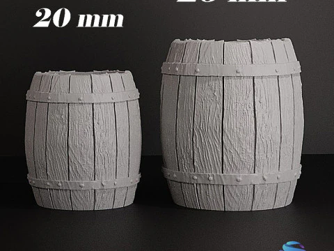 Highly Detailed Barrel Miniature 20mm 25mm Pre-supported STL for SLA PrusaSlicer Ready 3D Print Model