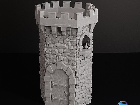 Detailed Fantasy Tower STL Model for 3D Printing 10 cm 28mm Scale 3D Print Model
