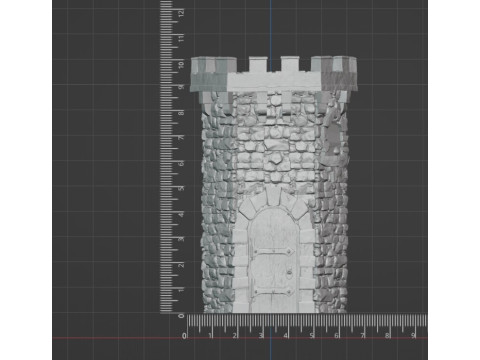 Detailed Fantasy Tower STL Model for 3D Printing 10 cm 28mm Scale 3D प्रिंट मॉडल