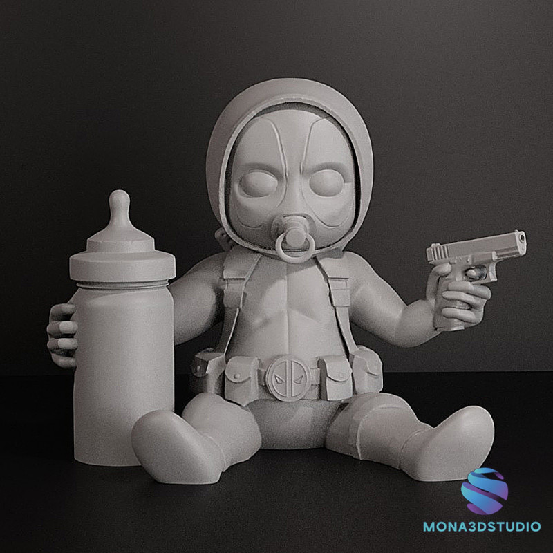 Baby Deadpool Sitting Modelo de Impressão 3D .c4d .max .obj .3ds .fbx .stl .blend 