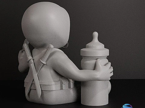 Baby Deadpool Sitting 3D Print Model