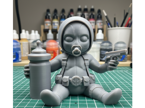 Baby Deadpool Sitting 3D Print Model