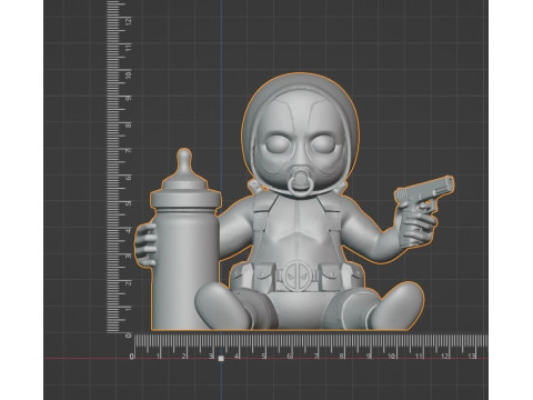 Baby Deadpool Sitting 3D Print Model
