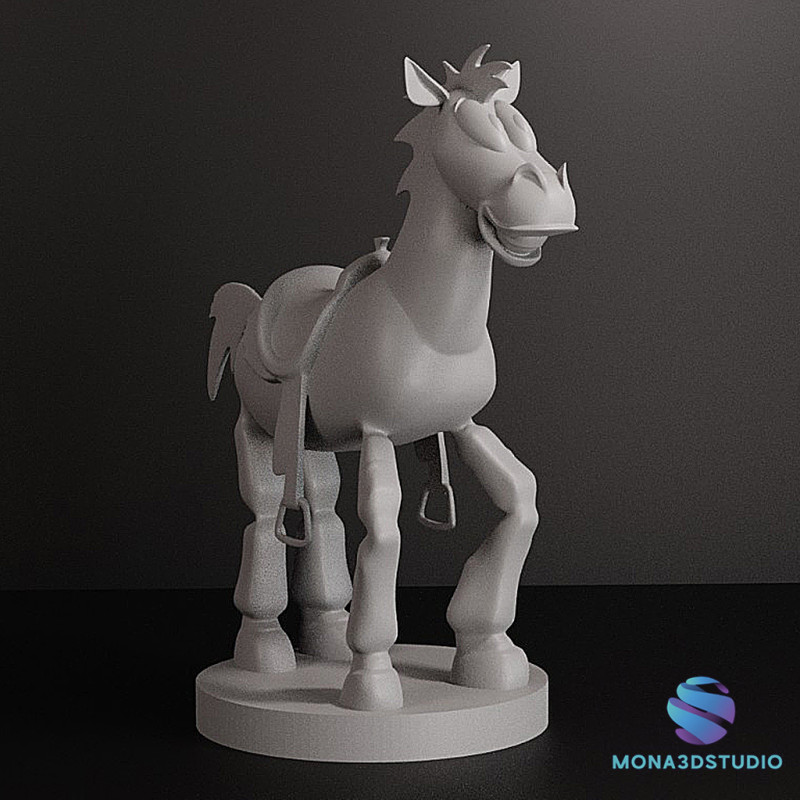 Bullseye Toy Horse 10cm Action Figure STL with Base Pre-Supported for Resin Printing 3Dプリントモデル .c4d .max .obj .3ds .fbx .stl .blend 