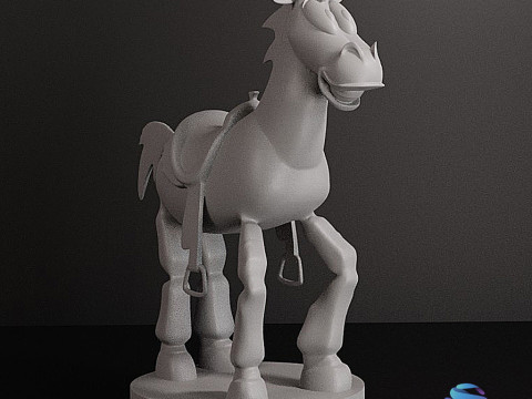 Bullseye Toy Horse 10cm Action Figure STL with Base Pre-Supported for Resin Printing 3D Принт Модель