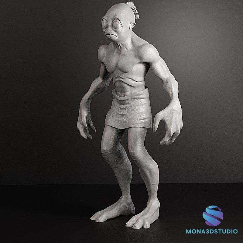 Realistic of Abe Oddworld Mudokon Hero Full-Body Cut for Easy 3D Printing Modelo de Impressão 3D .c4d .max .obj .3ds .fbx .stl .blend