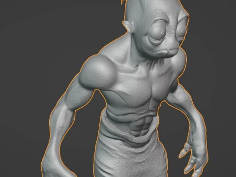 आसान 3डी प्रिंटिंग के लिए अबे ओडवर्ल्ड मुडोकॉन हीरो फुल-बॉडी कट का यथार्थवादी 3D प्रिंट मॉडल