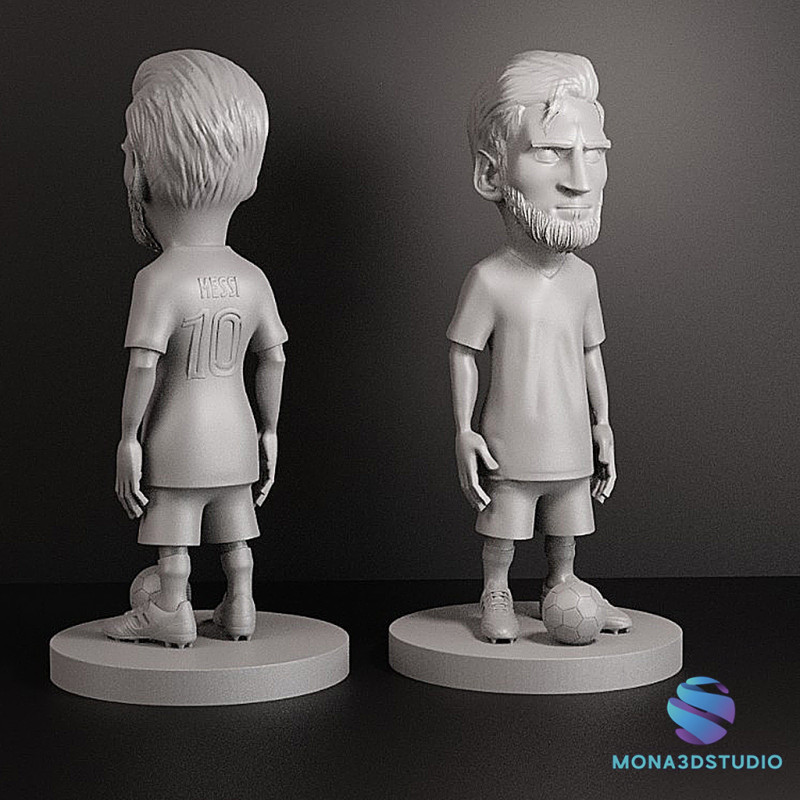 Lionel Messi Figurine Stylized 3D Printable Model Modèles 3D en vedette .c4d .max .obj .3ds .fbx .stl .blend