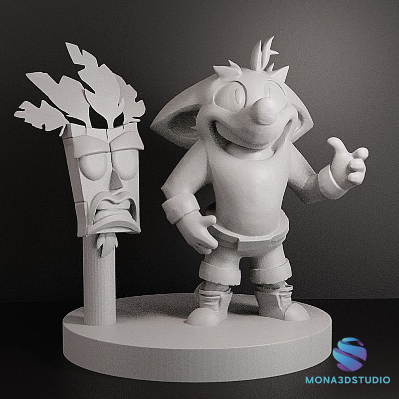 CRASH BANDICOOT AND MASK CHIBI 10 cm 3D Принт Модель .c4d .max .obj .3ds .fbx .stl .blend 