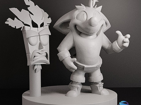 CRASH BANDICOOT AND MASK CHIBI 10 cm 3D Print Model